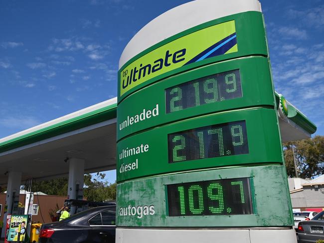 Petrol prices have soared to nearly $2.20 per litre. Picture: Naomi Jellicoe