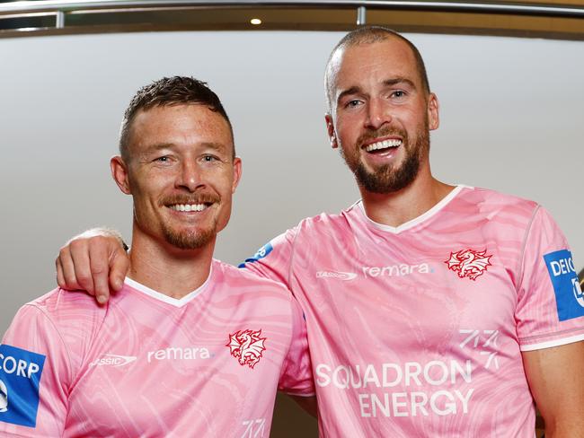 DAILY TELEGRAPH JANUARY 13, 2025. Dragons new co-captains Damian Cook and Clinton Gutherson announced at a luncheon at Wollongong Golf Club today. Picture: Jonathan Ng