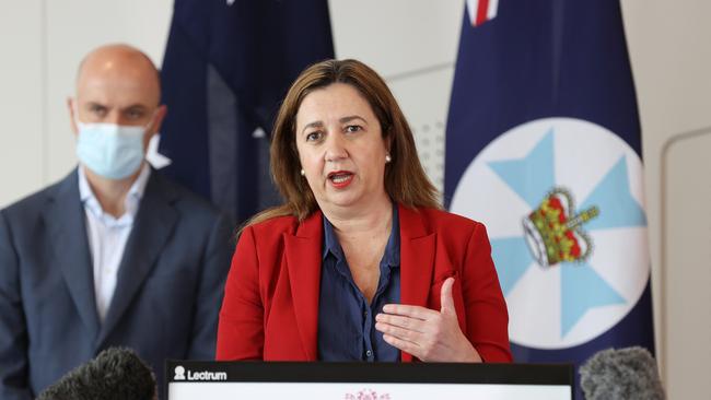 Premier Annastacia Palaszczuk during a press conference in Brisbane. Picture: Liam Kidston