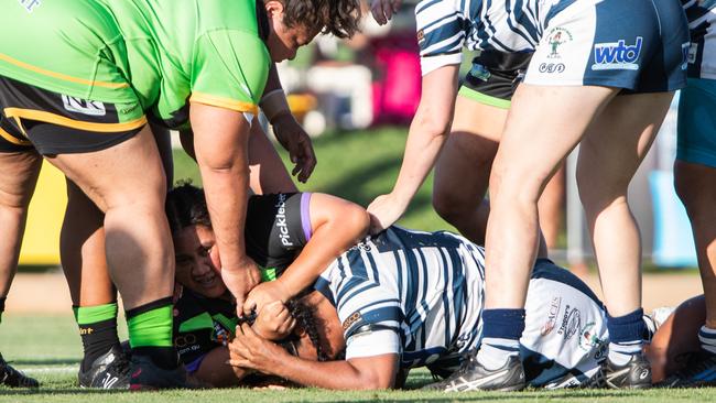 A mass brawl broke out during the NRL NT women's grand final between the Darwin Brothers and Palmerston Raiders. Picture: Pema Tamang Pakhrin