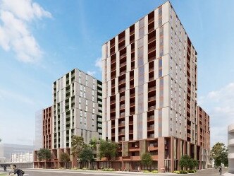 Renders of the tower on Sydney Rd in Coburg. Picture: Supplied.