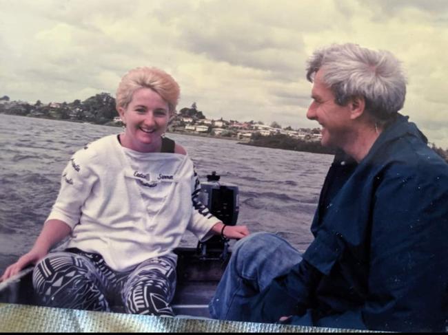 Lisa Thompson with her father in New Zealand.