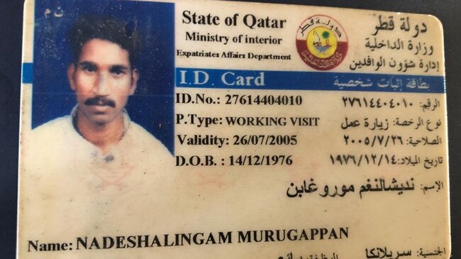 Nades’ work visa for Qatar.