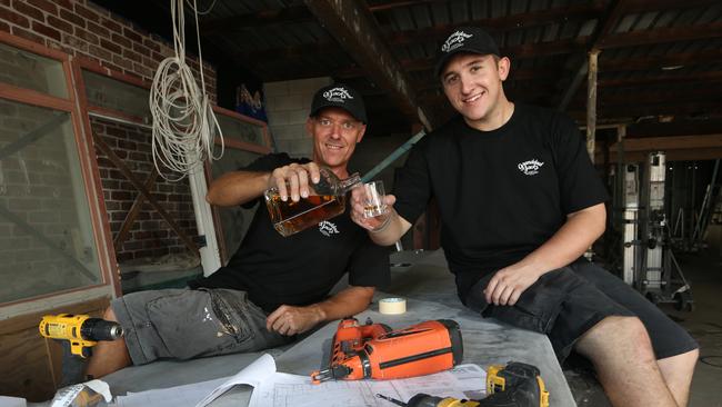 Owners David Ridden and Luke Ridden when Granddad Jack’s was under construction last year. Picture: Glenn Hampson