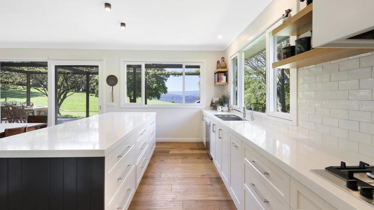 White finishes feature heavily in the kitchen.