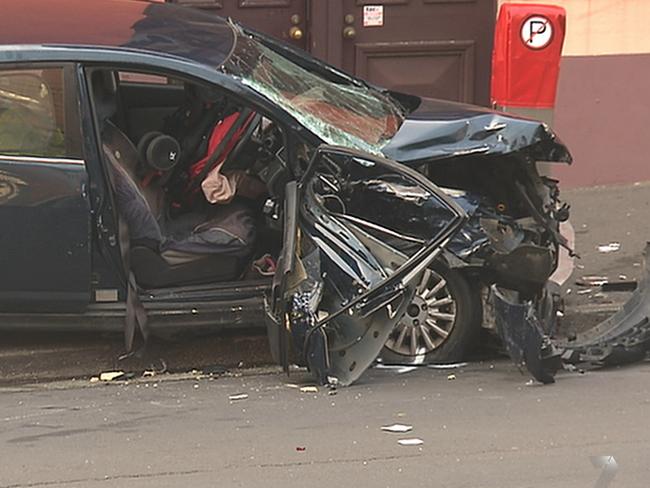 The car wreck which Sarah Paino. Picture: Channel Seven