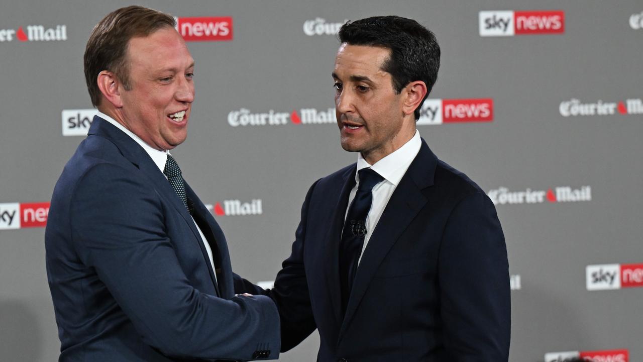 QLD Premier Steven Miles and LNP leader David Crisafulli during a recent debate. Whoever wins the election, the housing crisis is not going away. Lyndon Mechielsen/Courier Mail