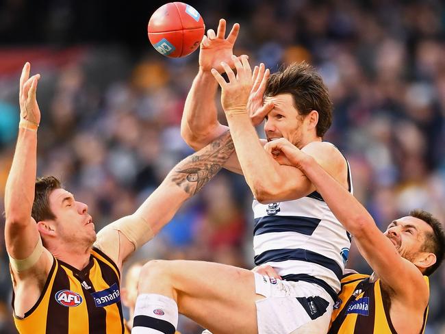 Patrick Dangerfield has shown what a handful he is near goal. Pic: Getty Images