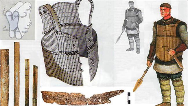 Ancient “Hero” ... A reconstruction of the suit of bone armour found in Siberia. Source: Siberian Times