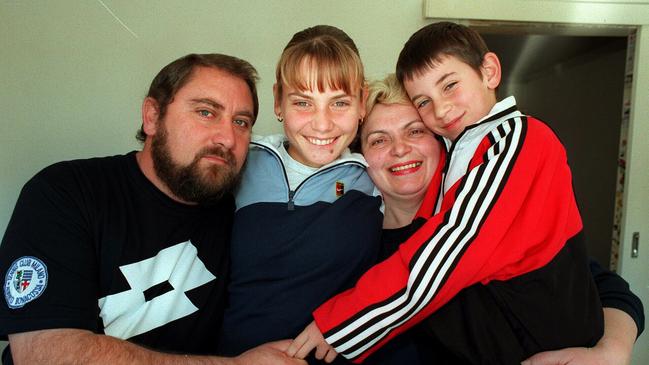 Jelena Dokic aged 15 at home with her family.