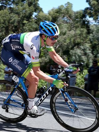 Tour Down Under - Stage 2 - Unley to Stirling. Caleb Ewan, Ochre Jersey keeps safe behind team mate Daryl Impey. Photo Sarah Reed.