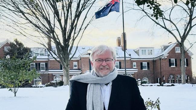 Kevin Rudd, at his residence in Washington. Source – Twitter