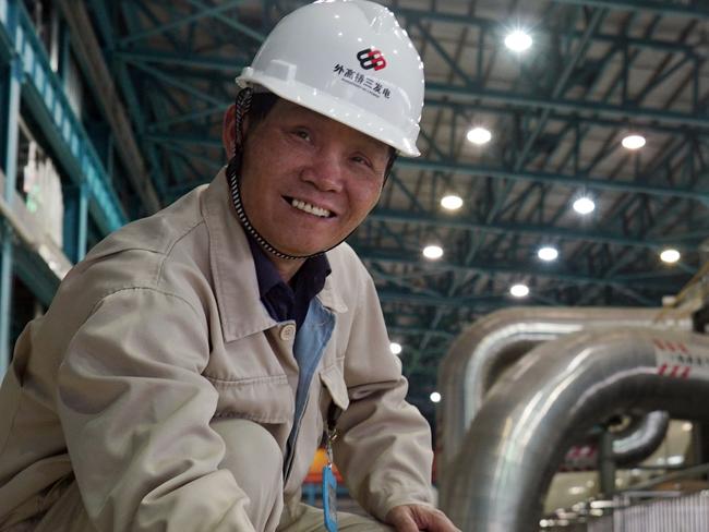 21/02/2017 Waigaoqiao Power Station employee Feng Weizhong, 63, at a coal-fired power station in Shanghai, China. Waigaoqiao provides one tenth of the total power consumption for Shanghai's 20 million people. Dai Jianyong/The Australian