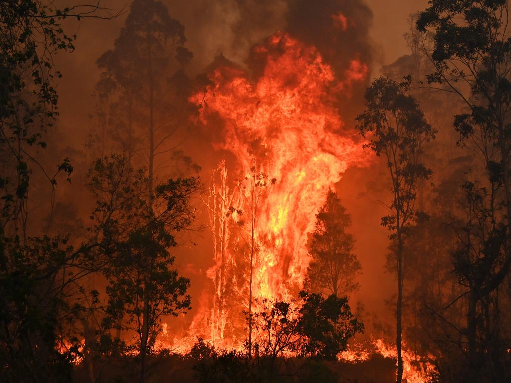 A fire rages in Bobin, 350km north of Sydney. Picture: Peter Parks/AFP