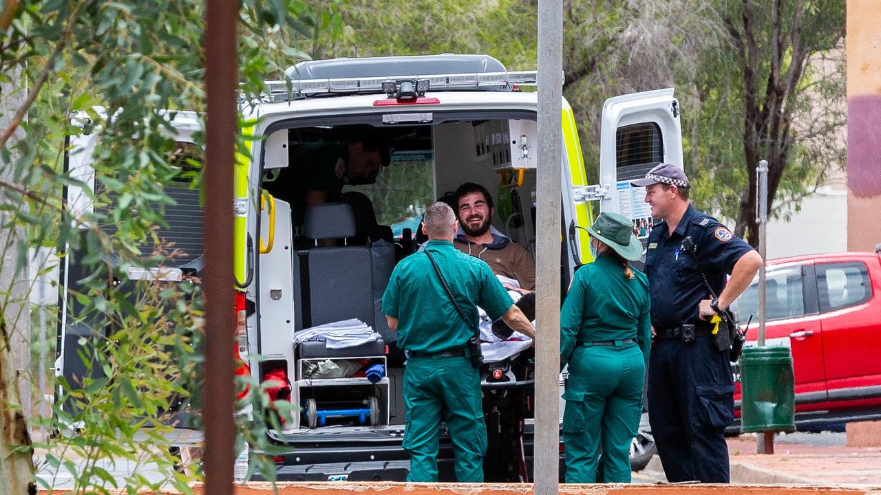 Man rescued from the Todd River after six-and-a-half hours clinging to a tree. Picture: Emma Murray.