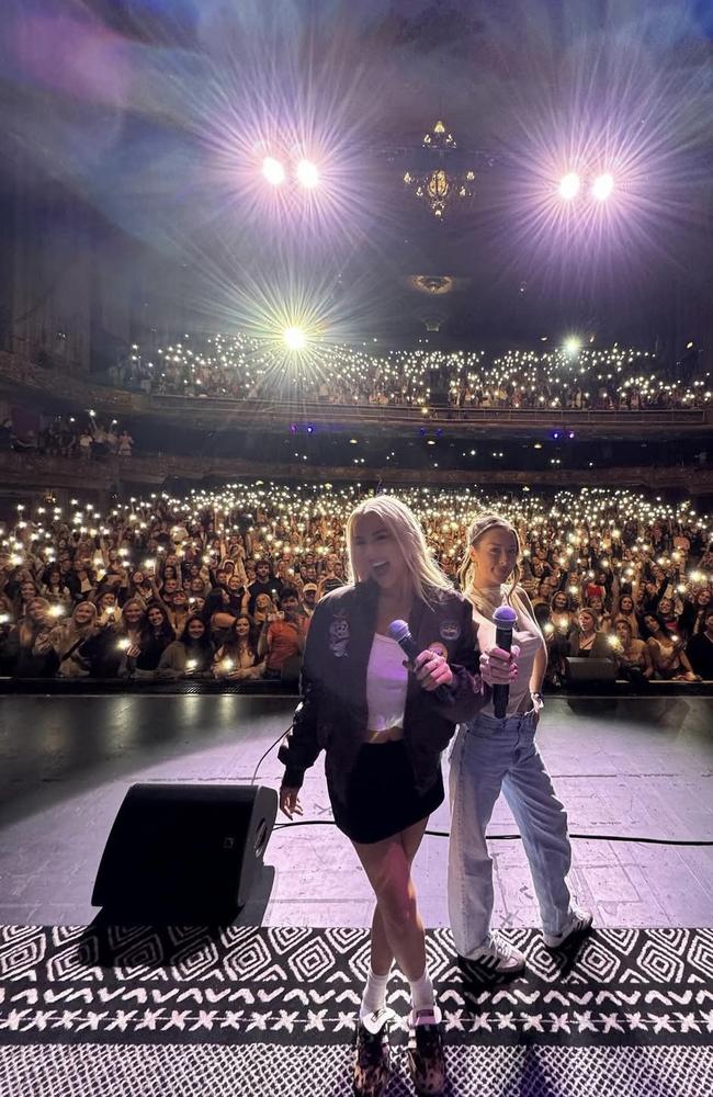 Tana Mongeau (Blonde) and Brooke Schofield (brunette) are coming to Australia in July for their podcast event.