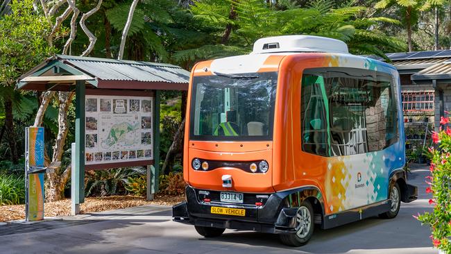 How it’s going: The closest we’ve got to driverless vehicles in Australia is shuttles that do slow loops on short circuits. Picture: Busways/EasyMile