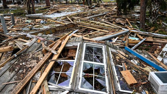 At Horseshoe Beach, where officials say Hurricane Helene destroyed more than 90 homes, a Patriot Front crew filmed its clean-up work and then posted a video to its 20,000 subscribers on Telegram. Picture: AFP