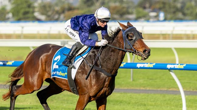 The Map cruises to victory in the Group 3 Queen Elizabeth Cup at Morphettville. Picture: Makoto Kaneko