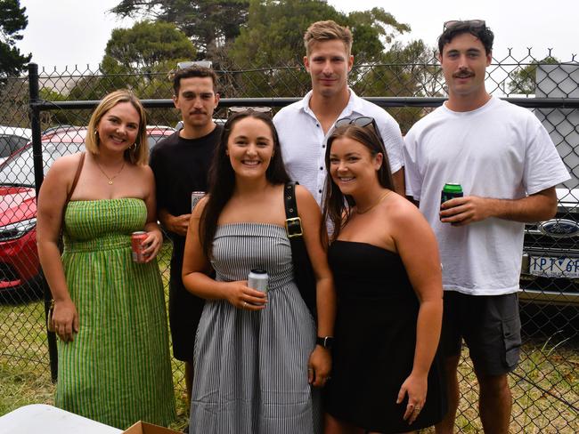 Sam Scott, Blake Carew, Claudia Murfett, William Clarke, Jo Alexander, Rowdy Johnston at the Alex Scott &amp; Staff Woolamai Cup on Saturday, February 8, 2025. Picture: Jack Colantuono