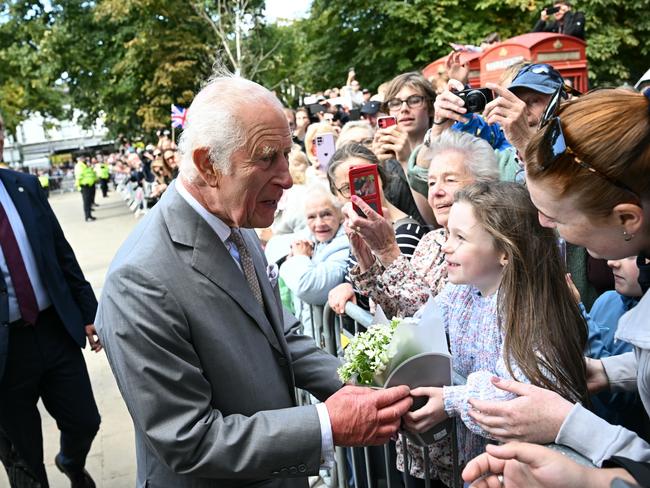 King Charles meets members of the Southport community. Picture: AFP