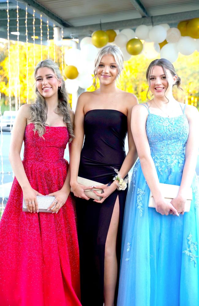 Emily, Heidi and Mae at the Coolum State High School formal 2023. Pictures: contributed