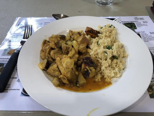 Moroccan chicken with couscous created by participants of a Men's Kitchen Northern Beaches cooking skills session at the Forestville Community Hall on Friday. Picture: Jim O'Rourke