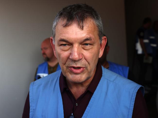 The United Nations Relief and Works Agency for Palestine Refugees in the Near East (UNRWA) Commissioner-General Philippe Lazzarini in Rafah after crossing into the Palestinian enclave. Picture: AFP