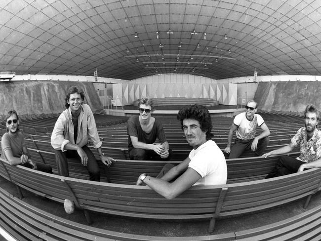 Australian Crawl with James Reyne (right) at the Myer Music Bowl in 1981