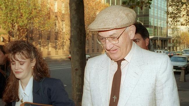 Gerald Ridsdale leaves the Melbourne Magistrates Court.