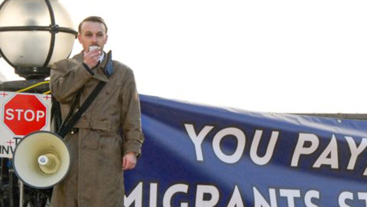 Alek Yerbury at a Patriotic Alternative protest at Hull in the UK. Picture: Hull Live