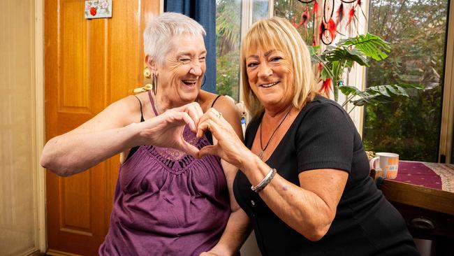 Sisters Julie Mamo and Julie Ansell were brought together in their 60s after MyHeritage DNA test results found a connection between their families. Picture: NCA NewsWire / Morgan Sette