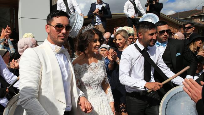 Deputy Auburn Mayor Salim Mehajer on his wedding day in Lidcombe, in 2015. His lavish wedding involved 4 helicopters, over 30 super cars, 50 motorbikes, a jet flyover and over 100m of red carpet. Picture: Toby Zerna