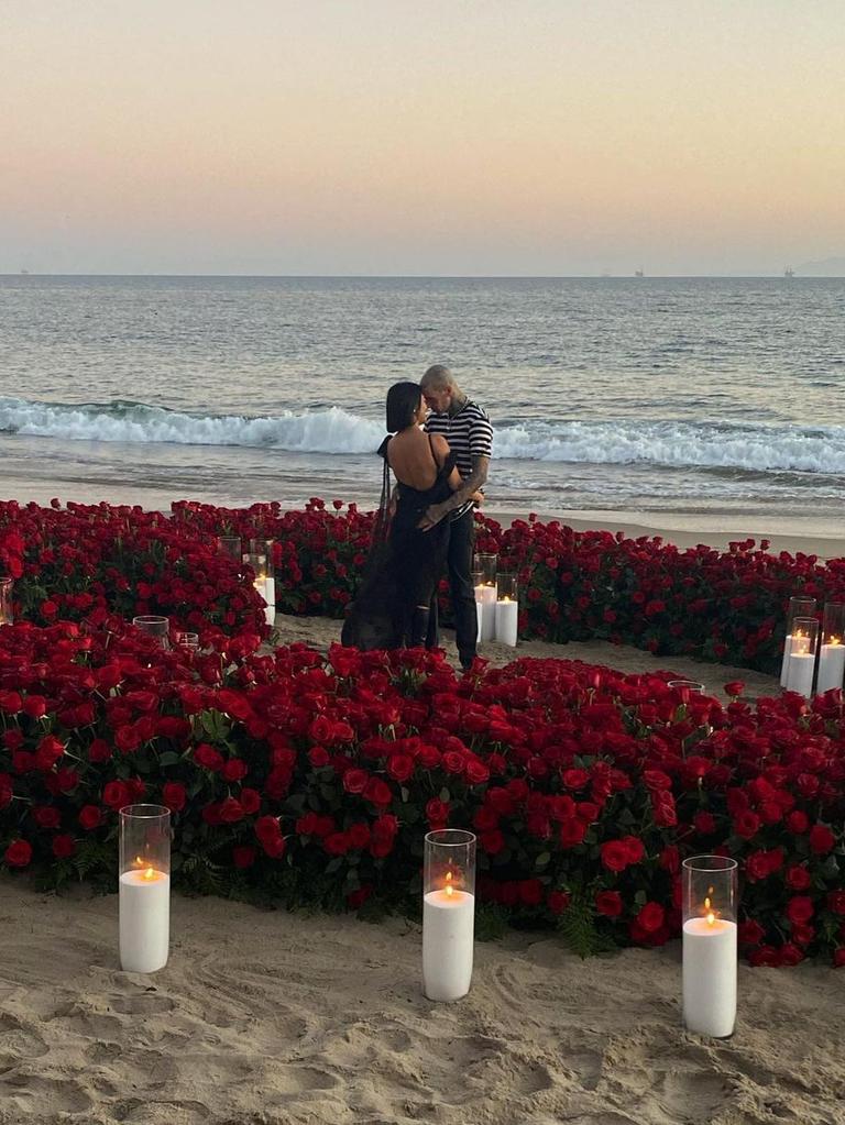 Kourtney’s kids were not at her engagement but Travis’ were. Picture: Instagram