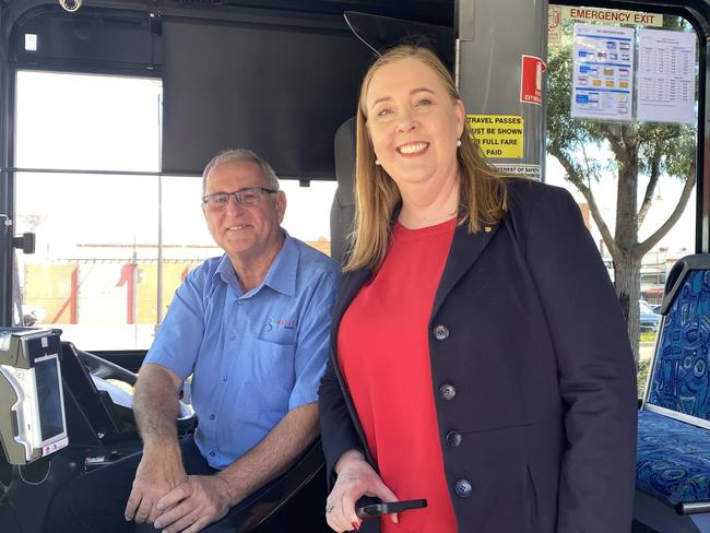 Dubbo Bus Lines driver Ismet and Regional Transport and Roads Minister JennyÂ Aitchison. Photo: Tijana Birdjan