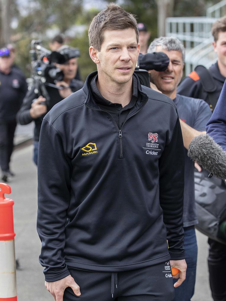 Tim Paine leaves Queenborough Oval, Hobart, on Saturday. Picture: Chris Kidd