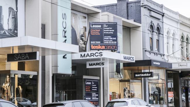 Chapel street in Prahran, where many of the shops are left vacant in a street which was once thriving. Picture: Wayne Taylor 