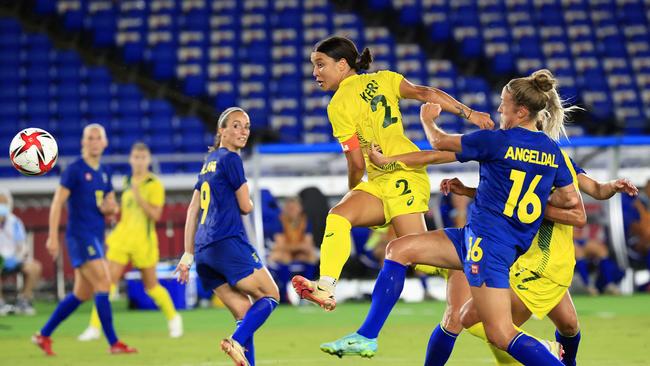 Sam Kerr in action for the Matildas at the Tokyo Olympics. Pics Adam Head