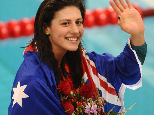 Rice celebrates after winning the 400m individual medley in Beijing.