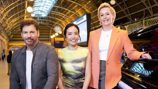 Harry Connick Jr, Andrea Lam and Amanda Keller in ABC documentary The Piano.