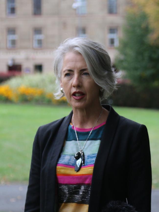 Greens MP Rosalie Woodruff on Parliament Lawns on Monday, March 27, 2023.