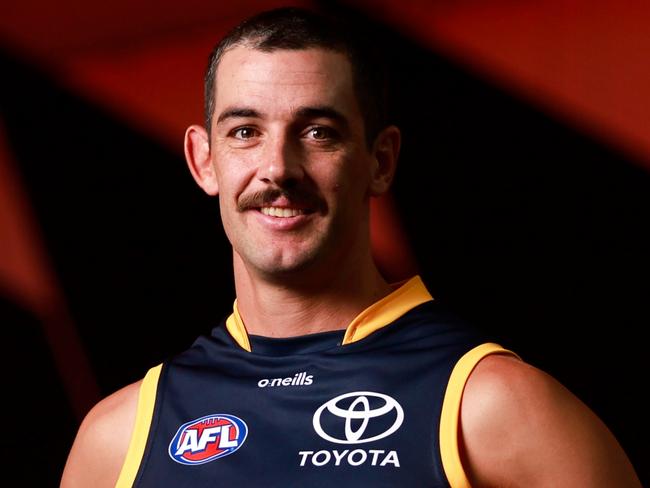 ADELAIDE, AUSTRALIA - MARCH 07: Taylor Walker of the Crows poses for a photograph during the 2023 Adelaide Crows Official Team Photo Day at West Lakes on March 07, 2023 in Adelaide, Australia. (Photo by Dylan Burns/AFL Photos)