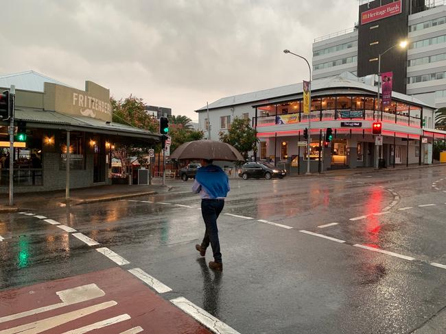 Rain at The Barracks, Petrie Terrace. Picture: Josh Woning/AAP