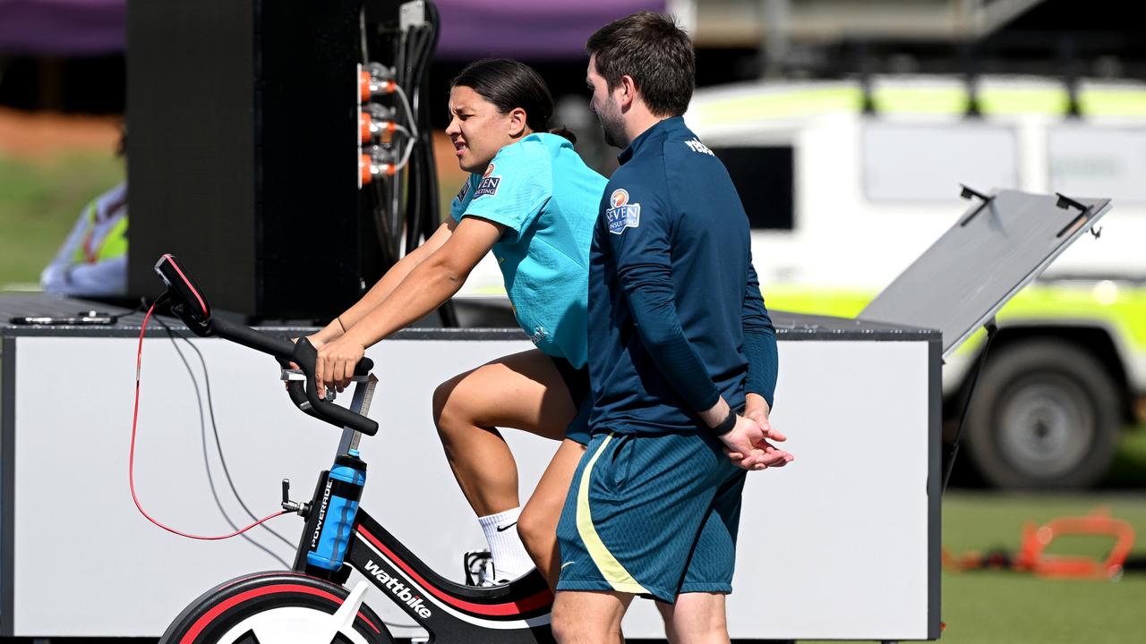 Kerr has returned to training with the team, yet there is still doubt over her rehabilitation. Picture: Bradley Kanaris/Getty Images