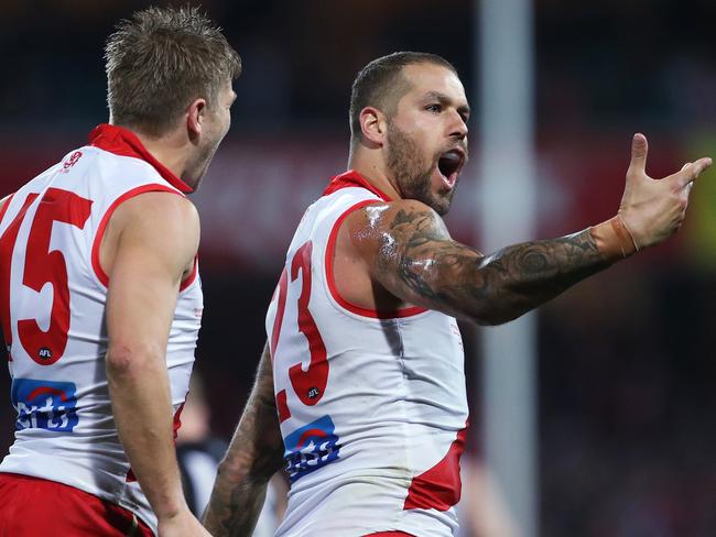 Sydney's Lance Franklin dominated in the thrilling win. Picture. Phil Hillyard