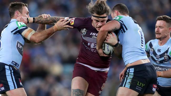 Ethan Lowe was impressive on debut for the Maroons. Picture: Getty Images