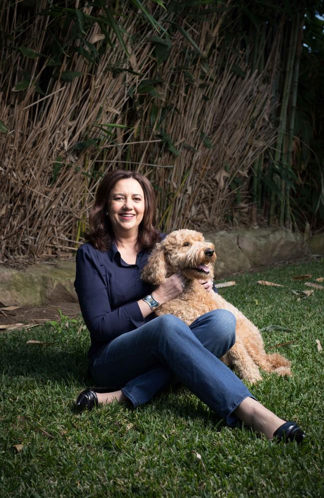 Premier Annastacia Palaszczuk with dog Winton. Picture: David Kelly