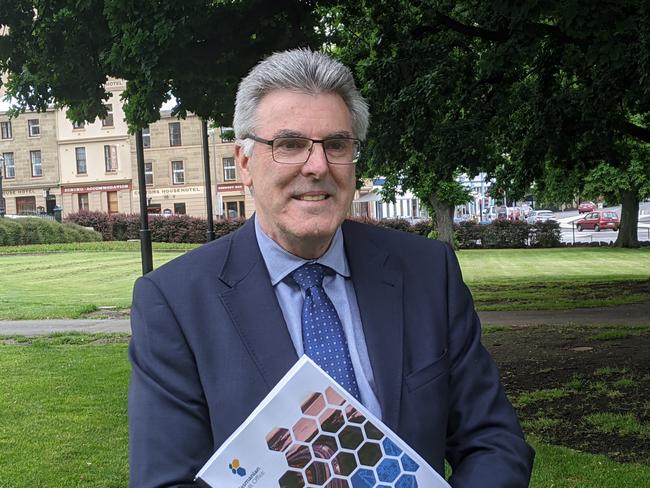 Tasmanian Auditor General Rod Whitehead speaks to the media on Parliament Lawns in Hobart on Thursday November 19, 2020.