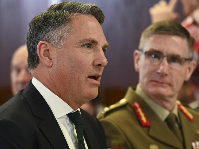 CANBERRA, AUSTRALIA, NewsWire Photos. APRIL 17, 2024: Richard Marles, Deputy Prime Minister of Australia, Minister for Defence and the Federal Member for Corio, addresses the National Press Club of Australia in Canberra on "Launch of the National Defence Strategy and Integrated Investment Program".. Picture: NCA NewsWire / Martin Ollman