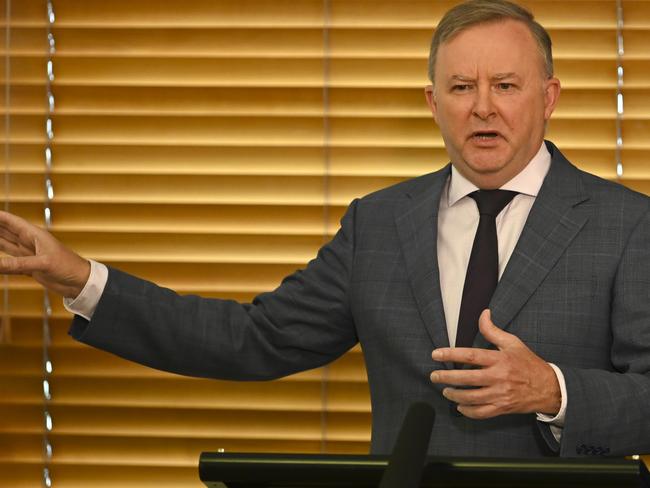 Australian Opposition Leader Anthony Albanese speaks to the media during press conference with preselection candidate for the seat of Eden-Monaro Kristy McBain at Parliament House in Canberra, Wednesday, April 29, 2020. (AAP Image/Lukas Coch) NO ARCHIVING